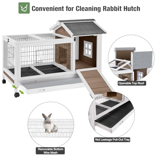 Wooden Rabbit Hutch Indoor and Outdoor (Brown)