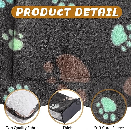 4 Pack Soft Pet Bed Mat Small Dog Crate Fleece (13 x 19 Inches / Black)