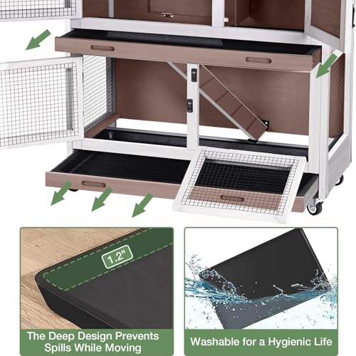 Rabbit Hutch Bunny Cage Wooden 2 (Brown-AIR77)