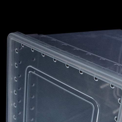 Portable Reptile Terrarium Habitat for Mini Pet Houses Breathable Holes Stackable Container (1PCS-Clear-Extra H)