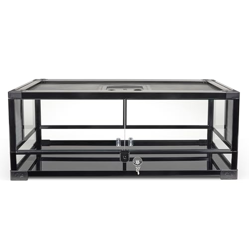QuickBuild Reptile 20 Gallon Glass Terrarium Habitat with Swing Door For Geckos (30x12x12)