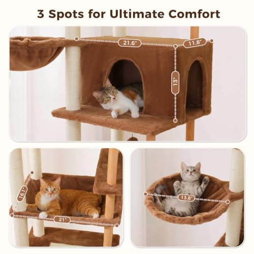 Modern Cat Tree (Wooden Brown / 73")