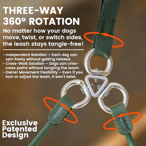 Slip Lead Leash 2 Dogs (MintGreen / w/ Handle)