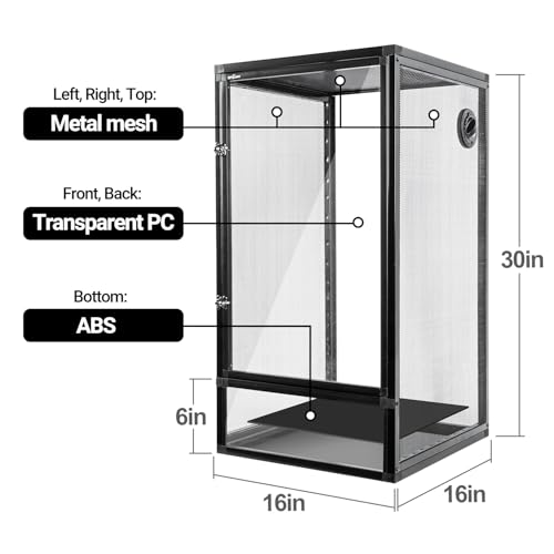 16" x 16" x 30" Front Opening Chameleon Cage with 3 (16" x 16" x 30")