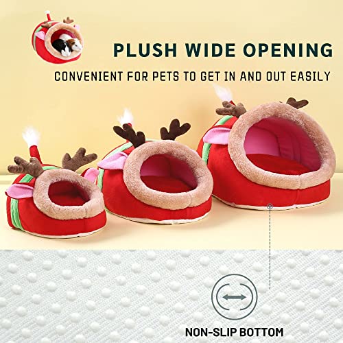 Guinea Pig Rabbit Ferret Bed Hide Huts Removable Cushion for Rat Accessories Toys (L / 5-Reindeer)