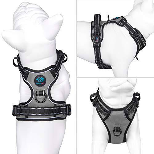 No Pull Dog Harness Medium Reflective Front Clip Vest with Handle (Extra Large / Gray)