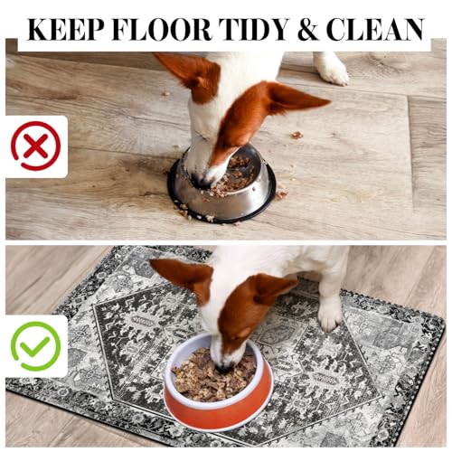 Dog Food Mats for Floors (Black / S(12"×20"))