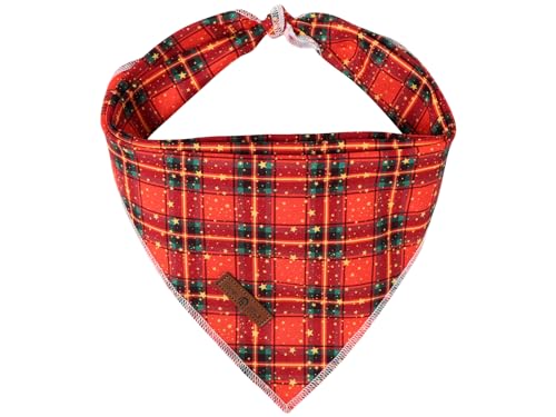Christmas Dog Bandana for Small Medium Dogs (Star Grid / Small (Pack of 1))