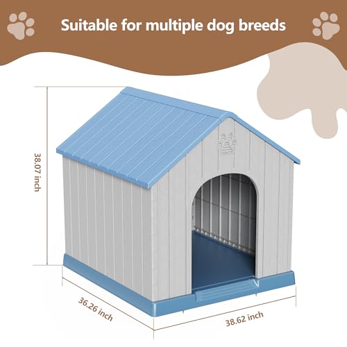 Large Dog House Indoor Outdoor (Blue / Large Dog:38 Inch)