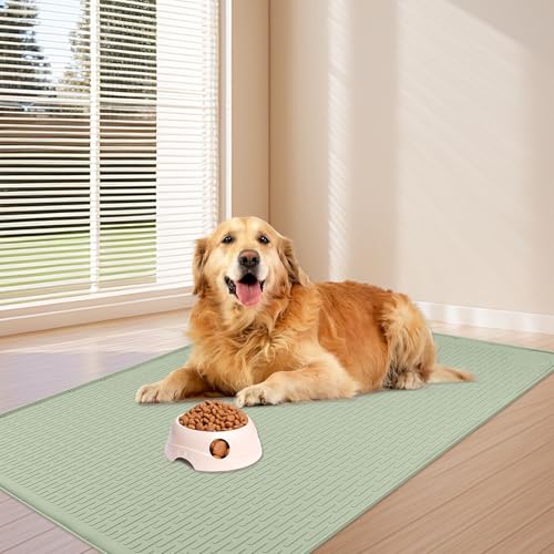 Dog Food Mat 57''x40'' Extra Large Dog Mat for Food and Water (57"L x 40"W / Green)