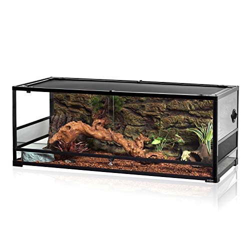 67Gallon Reptile Large Terrarium Upgrade Glass Front Opening Tank Sliding Door with Screen Ventilation Reptile Terrarium About 48" x 18" x 18" (Reptile Terrarium - Sliding Door)