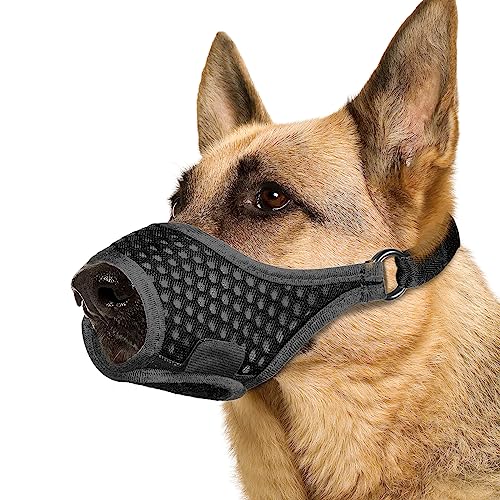 Soft Muzzle for Medium Large Sized Beagle Labrador German Shepherd (Black / S)