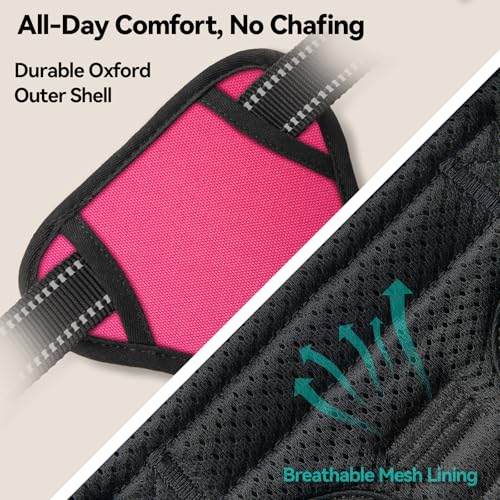 Reflective Dog Harness No Pull Large Breed Vest (Large / Pink)