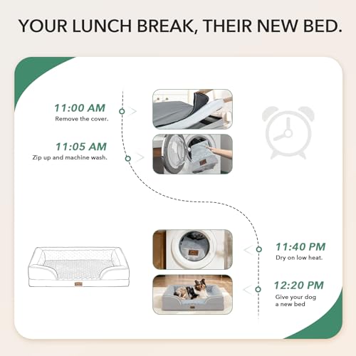 Orthopedic Dog Bed for Extra Large Dogs (Light Grey / 42.0"L x 30.0"W x 8.5"Th)