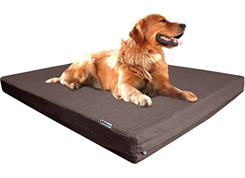 Luxury Extra Large Orthopedic Memory Foam Dog Bed for Large Dogs with Durable Waterproof Internal Case (40.0"L x 35.0"W x 4.0"Th / Chocolate Brown)