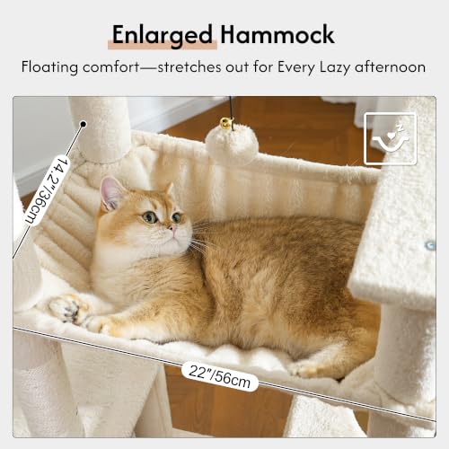 XXL Cat Tree Tower 70”with Oversized Bed (XXL-70" / Beige)
