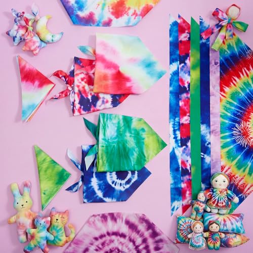 50 Pieces Tie Dye Dog Bandanas Bulk Colorful Hippie Pattern Dog Bandanas for Dogs Triangle Kerchief Scarf Bibs Set for Pets Summer Party Costume Accessories (Tie Dye / 19.7 x 13.8 x 13.8'')