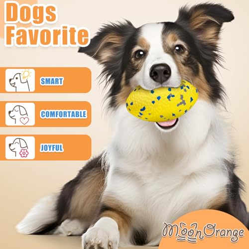 4.72" Indestructible Large Rugby Balls for Aggressive Chewers Durable Olive Bouncy Interactive Football Toy for Dogs Fetch Game Lightweight Floating Outdoor Training (Yellow-Rugby)