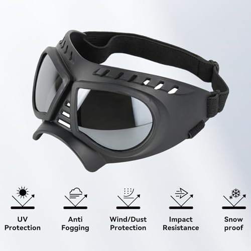 Small Dog Goggles Windproof for Small (Silver Lenses / Medium)