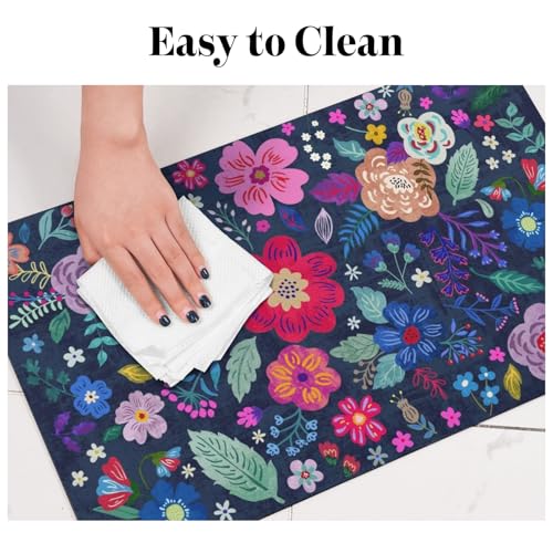 Dog Food Mats for Floors (Navy / 24"L x 16"W)