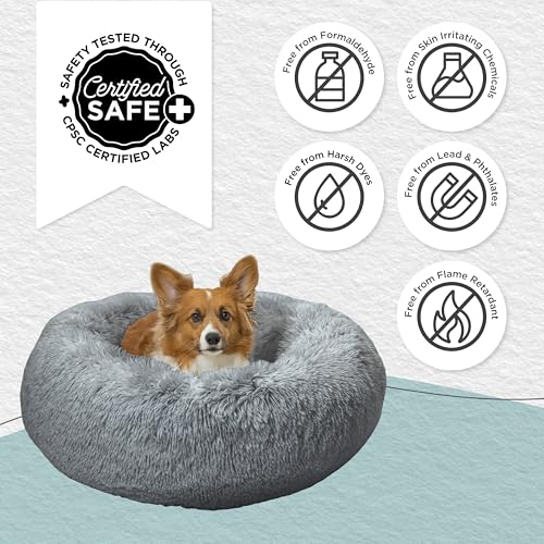 Original Calming Donut Dog Bed (Gray Shag / Small)