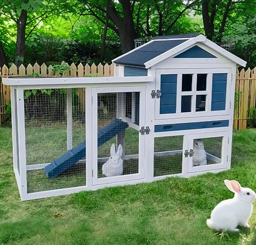 Large Outdoor Indoor Rabbit Hutch Wooden Bunny Rabbit Cage 2