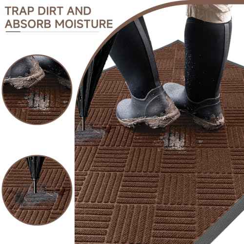 Front Door Mat (4' x 5' (Rectangular) / Brown Diamond)