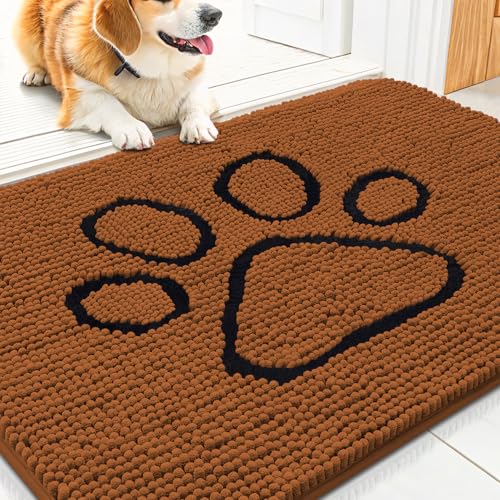 Dog Door Mat for Muddy Paws (30"X20" / Ochre and Black)