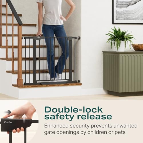 2 Pack 30 40.6 in Baby Gate for Stairs and Doorways (Black / 30-40.6"W x 30.5"H (2 Pack ))