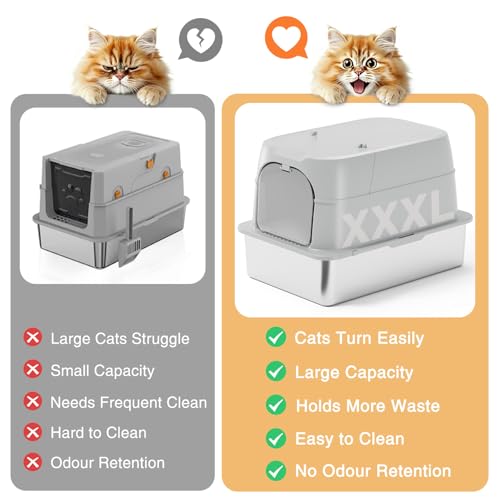 XXXL Stainless Steel Cat Litter Box with Lid