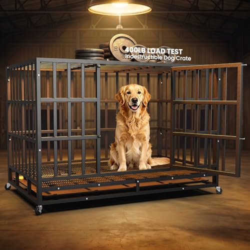 42 Inch Heavy Duty Dog Crate (Black / Medium)