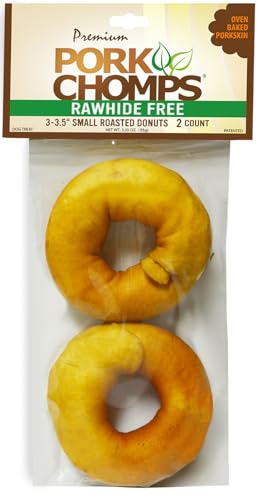 Roasted Pork Skin Dog Chew 3in Donuts Chicken 2ct (3.35 Ounce (Pack of 1))