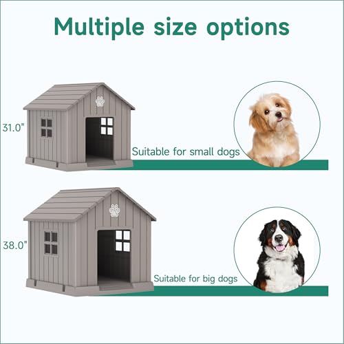 32in Large Outdoor Dog House (Grey / 31.18*33.7*32.52)