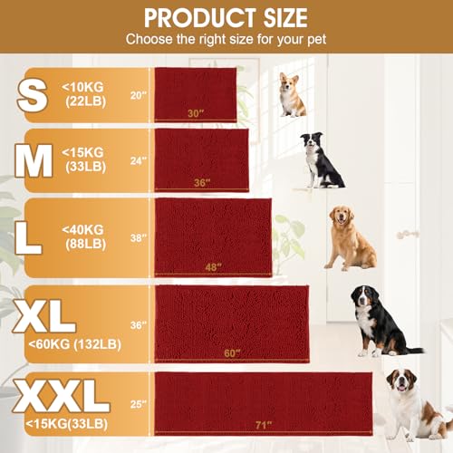 Dog Door Mat for Muddy Paws (Red / 30" x 20")