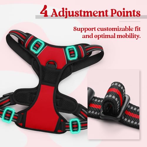Dog Harness No Pull for Large Dogs with 2 Leash Clips (X-Large / Red)