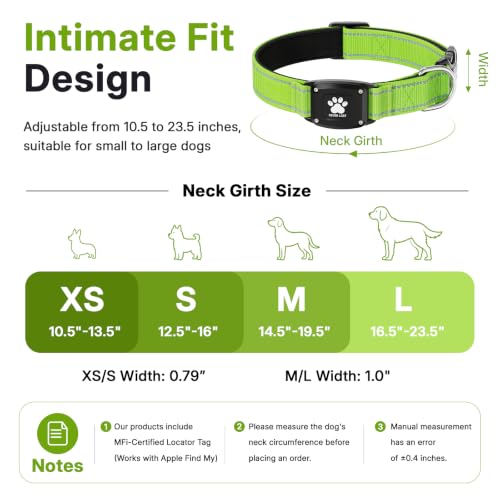 GPS Dog Collar with Tracker (Green / L(16.5''-23.5''))