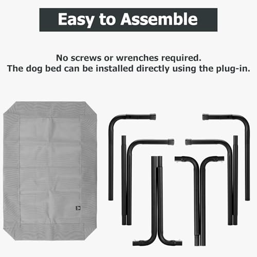 Elevated Dog Bed for Outdoor (Grey / 47"L x 29"W x 8"Th)