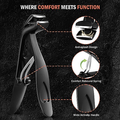 Angled Head Toe Nail Clippers for Seniors for Thick Nails (Sand Black / Small)