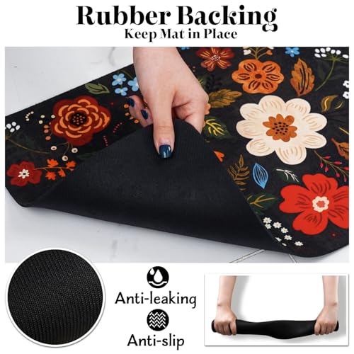 Pet Dog Food Mats for Floors (Black / 32"L x 24"W)