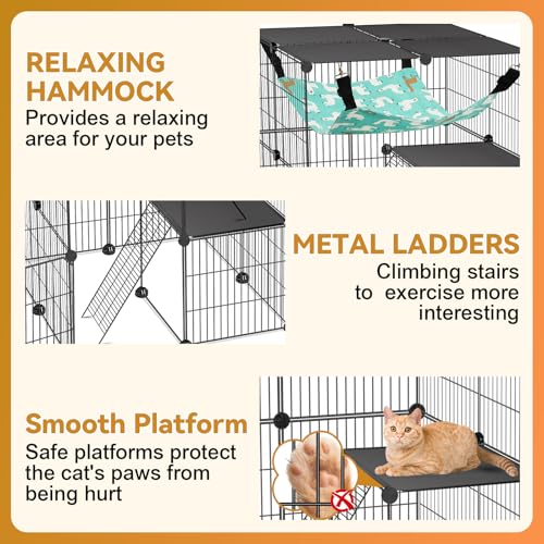 Cat Cage, 4-Tier DIY Cat Enclosures Catio,24"x24"x 48" Cat Playpen (24" L x 24" W x 48"H)