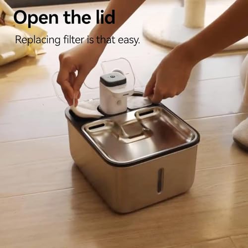 Stainless Steel Cat Water Fountain Wireless for Cats Indoor