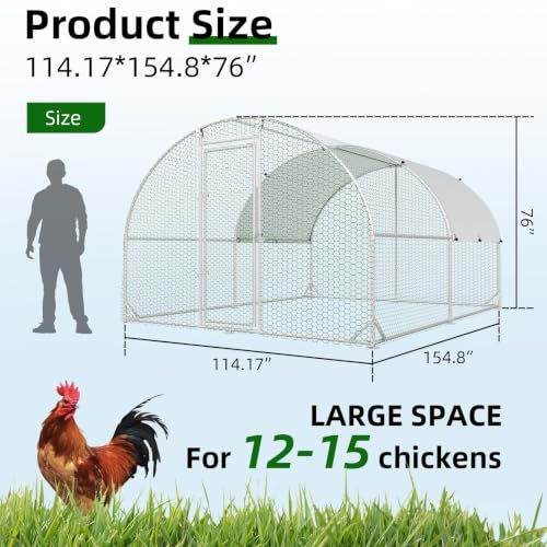 Metal Chicken Coop (154.8"L x 114.2"W x 76.0"H)