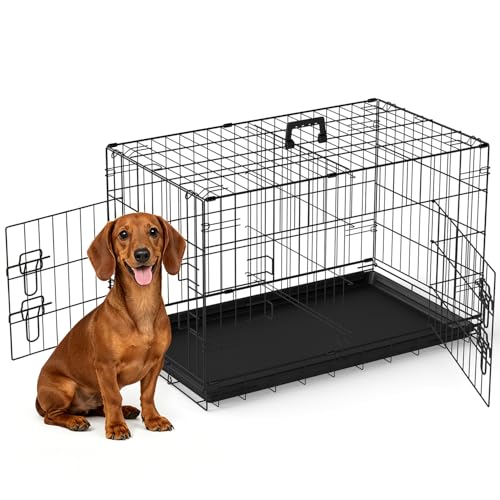 30" Foldable Metal Dog Crate (Black)