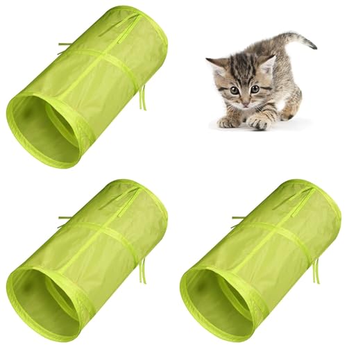 Cat Tunnel for Indoor Small Cats Kittens Rabbits (20 Inch (Pack of 3) / Light Green)