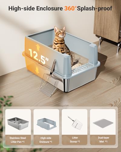 XL Stainless Steel Litter Box (Gray)