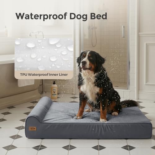 XXL 35D Memory Foam Dog Bed for Extra Large Dogs (XX-Large / Blue Grey)