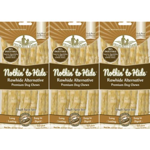 Nothing to Hide Natural Rawhide Alternative Twist Stix for Dogs (2.3 Ounce (Pack of 3))