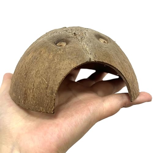 7 Pcs Reptile Hideouts Natural Coconut Shells Hut Leopard Gecko Tank Accessories for Aquarium Fish Hermit Crab Hide Cave Small Snake Tarantulas Lizard Chameleon (6 Pack Smooth)