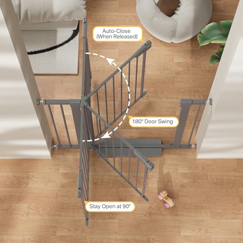 30 40.6 in Baby Gate for Stairs and Doorways (Cool Gray / 30-40.6"W x 30.5"H)