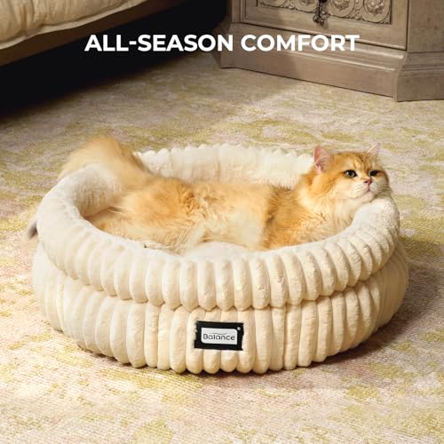 Cat Bed Kitten Bed (24.0"L x 24.0"W x 9"Th / Winter White)